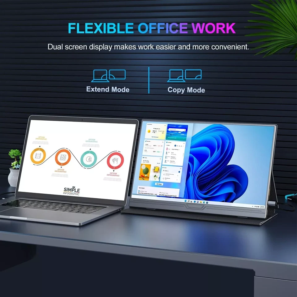 Portable Monitor 15.6 Zoll Tragbarer Mobiler Monitor FHD 1920x1080 HDR - Bild 4 von 4