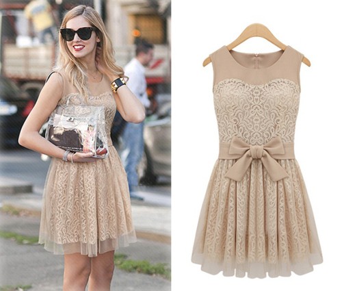 Womens Celebrity Style Princess Multi-Layer Lace Sleeveless Chiffon Dress