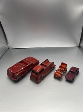 Vintage Aluminum Silk Toys RED Car Lot - Made In USA 1940s 1960s
