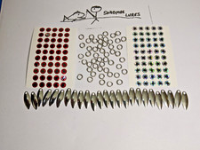 DIY FISHING LURE MAKING KIT 1/4 inch STICK ON EYES w / WILLOW BLADES SPLIT RINGS