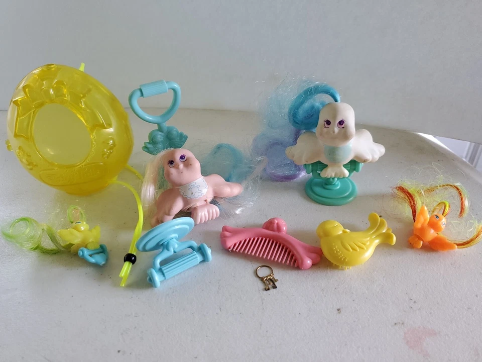 My Little Pony COLAS DE HADAS Lote 4 Pájaros De Colección Pelo Largo Años 80 Con Perca y Huevo Foto 2 de 4