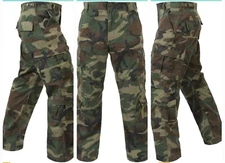 Rothco Sm Vtg Camo Paratrooper Fatigue Pants 8 Pocket Thick Cargo BDU Trousers