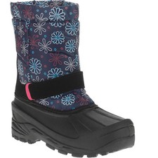 Girl's Essential Navy Blue Flower Winter Boots Size 2, 5