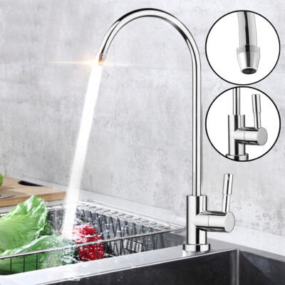 1/4''RO 304 Stainless Steel Kitchen Sink Faucet Tap Chrome Drinking Water Filter