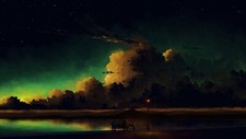 Landscape painting sky clouds lake Custom Gaming Mat Desk