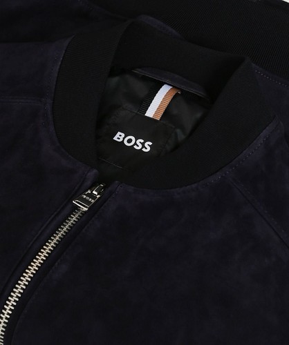 Hugo Boss Men's Suede Bomber Jacket In Navy Size S UK 36 RRP £489 - Picture 2 of 5