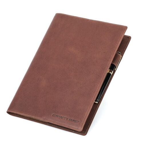 Genuine Leather Book Cover B5 Notepad Notebook Case Protective Cover Pen Holder - Picture 1 of 8