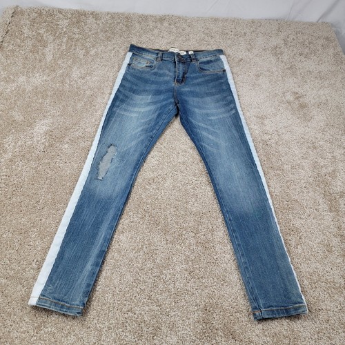 Evoluton In Design Jeans Denim White Stripe Distressed Kids Size 12