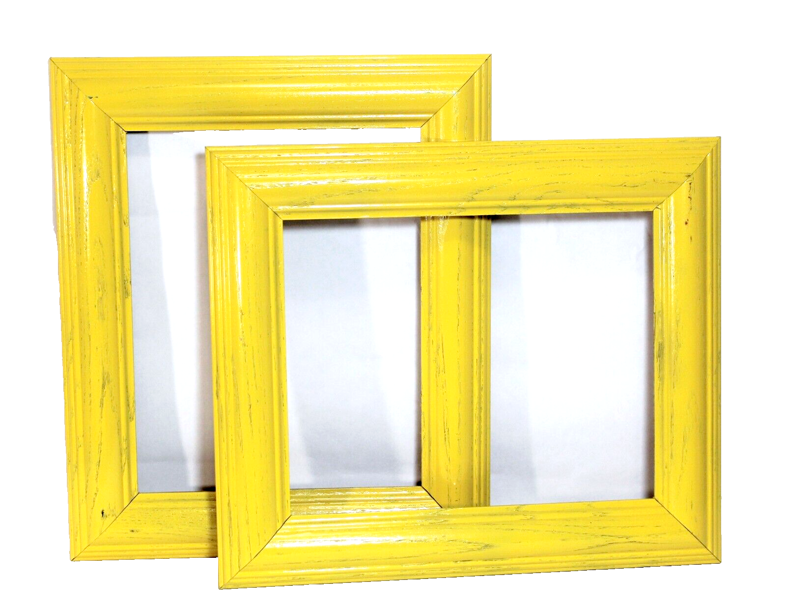 Vintage Yellow Wood Picture Frames 10x8 Set of 2-image