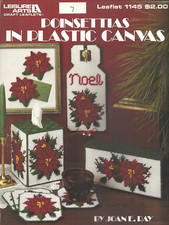 LEISURE ARTS POINSETTIAS IN PLASTIC CANVAS PATTERN LEAFLET 1145  1988