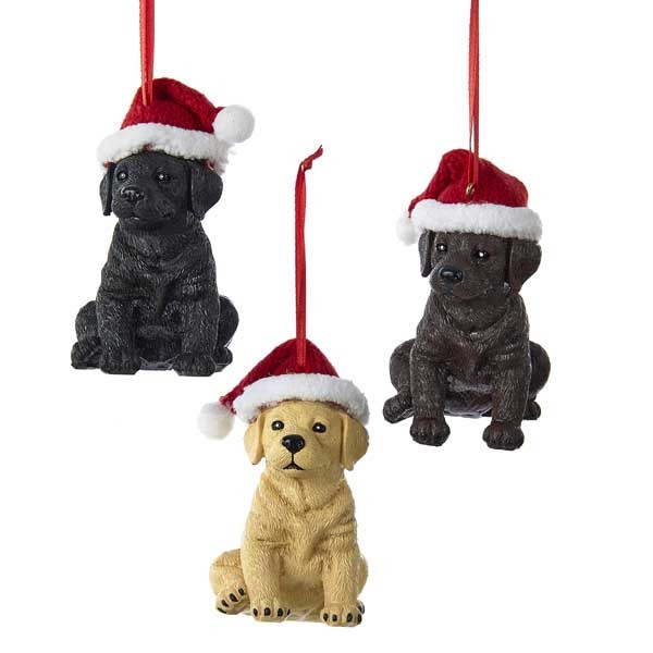 Labrador Retriever w/Santa Hat Ornaments