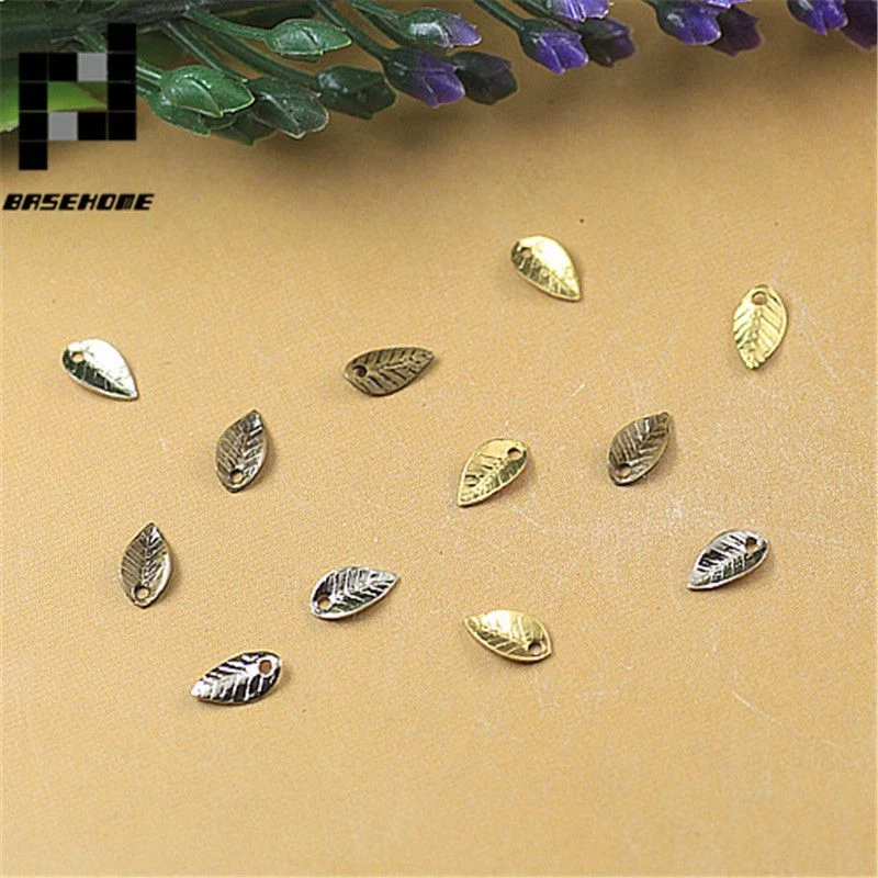Small Leaf Charms Pendants - 4*7MM Tiny Mini Trinkets DIY Jewelry Making 100PCS - Image 2 of 4