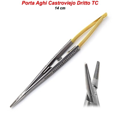 Pinza Microchirurgia Curva Porta Aghi Di Castroviejo - Pinza Microchirurgica Curva Per Oftalmologia E Odontoiatria, CYNAMED CY-03 Strumentario Dentale CY-03