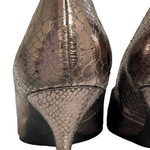 Sam & Libby 9.5 Metallic Pewter Snakeskin High Heel Pointed Pumps READ - Picture 9 of 14