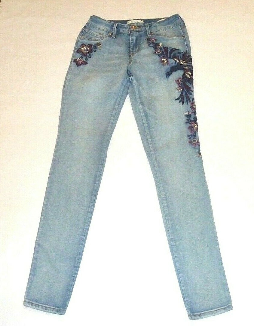 Jeans Jessica Simpson Motif Floral Taille 25 Juniors - Pantalon Cheville, Occasion Très Bon état Multicolore