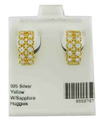 LAB-CREATED WEISSE SAPHIRE 0,75 kt HUGGIES OHRRINGE 0,925 Silber (GOLD)