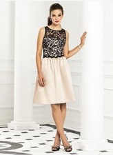 After Six 6656...Sleeveless, Cocktail Length dress....Palomino / Black....Size 8