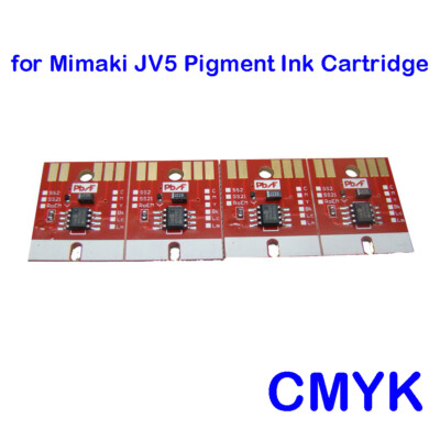 4 Colors (CMYK) Auto Reset Chips Permanent for Mimaki JV5 Pigment Ink Cartridge