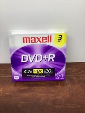 Maxell DVD R 4.7 GB New and Sealed DVD Rewriteable RW - 3 Pack Blank Media