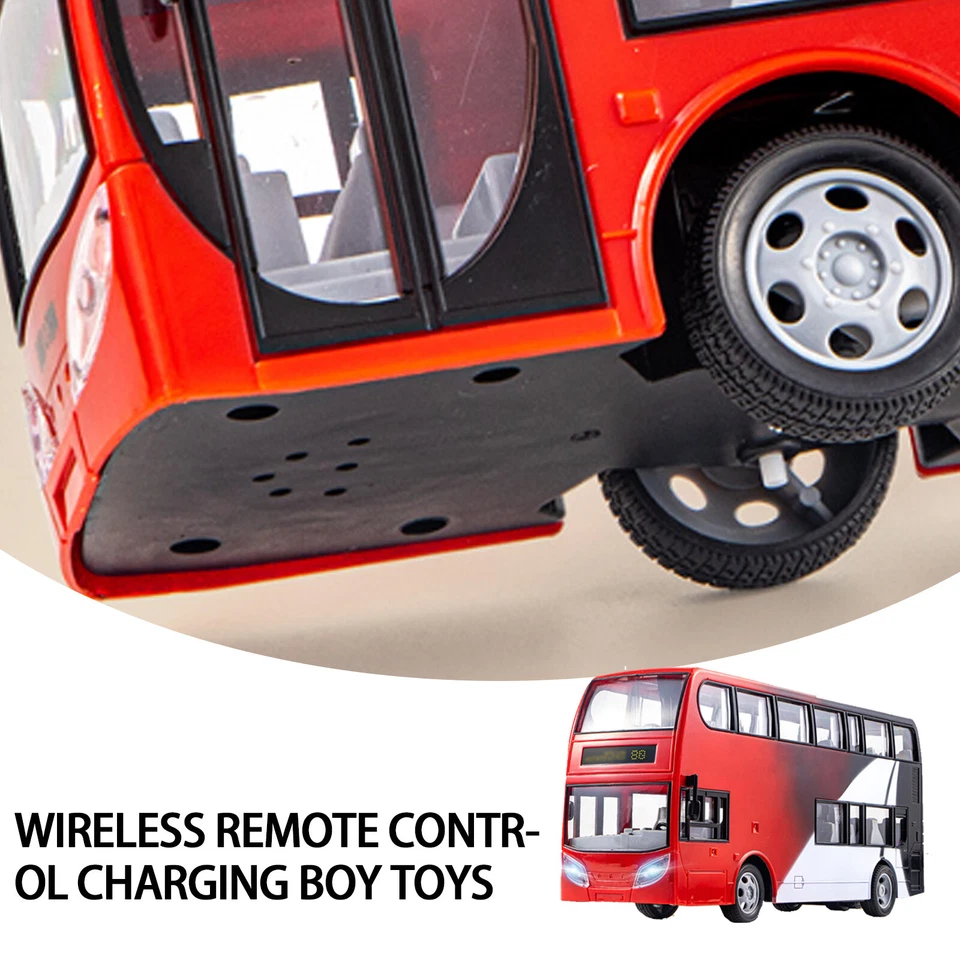Rc Double Decker Bus Remote Control Bus Girls Boys TOUR BUS (RED) - Image 3 of 4
