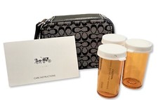 Coach Mini Signature Black/Grey Canvas Leather Triple Pill Case Travel Box
