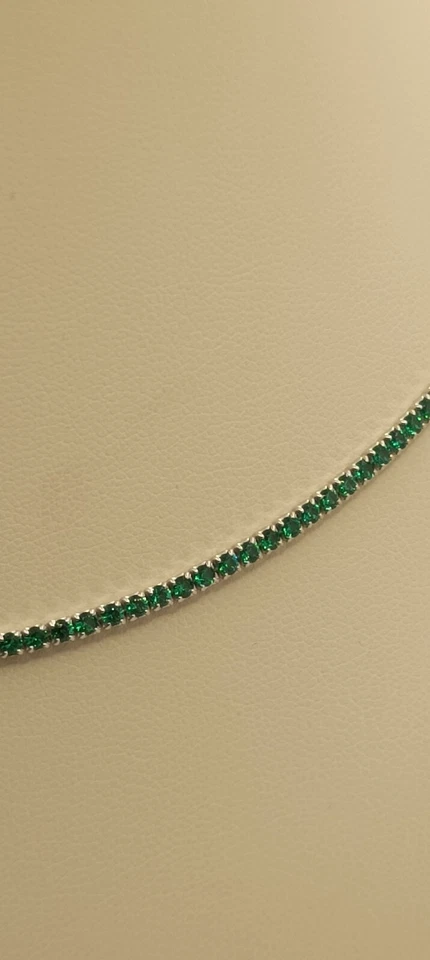 COLLANA TENNIS ARGENTO RODIATO DONNA MM 2 ZIRCONI SMERALDO CM 40-45 EXPLOIT - Immagine 2 di 4