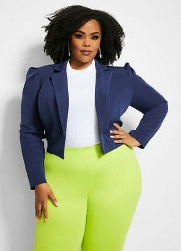 plus size cropped white blazer
