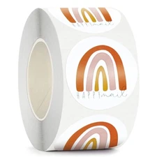 Happy Mail Stickers,500 pcs/roll,Boho rainbow,Small Business Packaging Supplies 