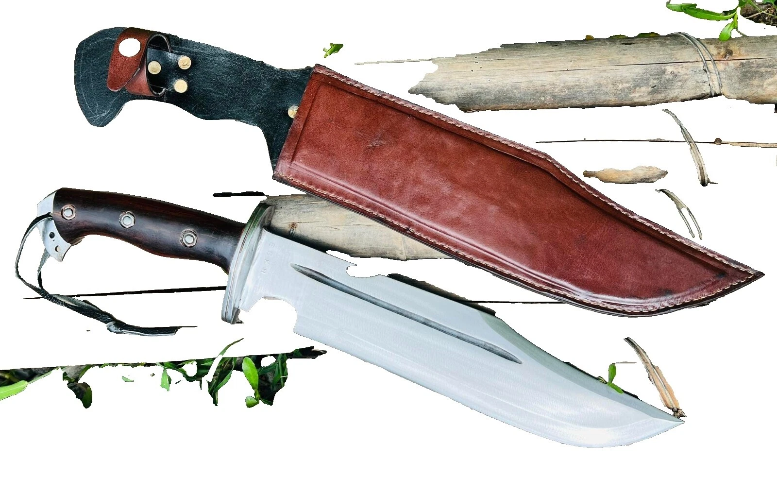 Aluminum Blade Leather Handle Hunting Collectible Fixed Blade Knives