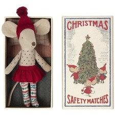 New Maileg Christmas Mouse Big Sister Matchbox Bedding Retired HTF NIB