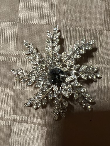 Sarah Coventry Abend Schneeflocke große rauchige Strass Brosche Anstecknadel 812 Vintage - Bild 10 von 11