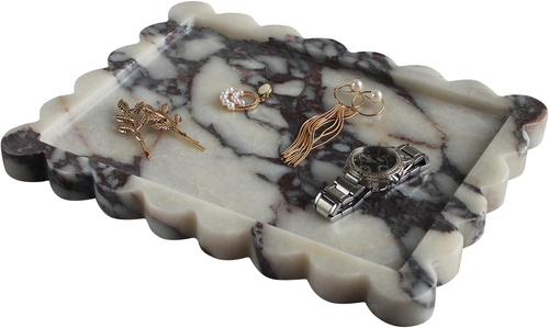 Calacutta Purple Marble Vanity Tray 10.8"x8" - Elegant Home Decor Accent - Foto 1 di 8