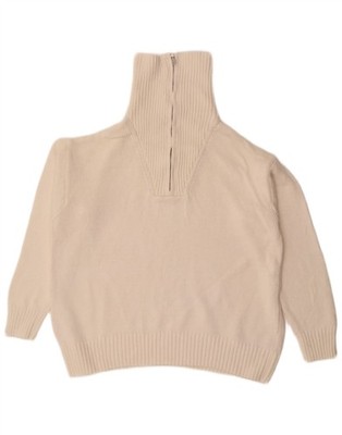 Zara Damen Oversize Reißverschluss Ausschnitt Pullover Pulli UK 10 Small Off White Baumwolle AD16