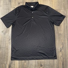 Greg Norman Men's Freedom Micro Pique Spinner Print Golf Polo Black L/G