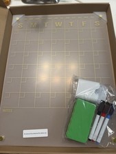 Acrylic Dry Erase Refrigerator Calendar Board Gold with Markers Eraser New