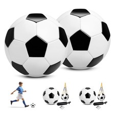 Size 5 Soccer Ball with Pump Deflated, 2 Pack Classic Soccer Balls for Youth ...