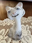 Fenton Art Glass White Tiger Happy Cat FAGCA 2007 NIB HP by C Riggs