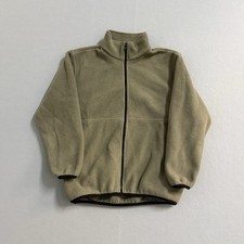 Vintage Cabelas Khaki Full Zip Fleece Sweater Jacket Mens Small USA Made
