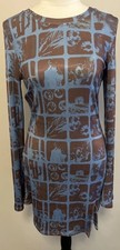 Motel womens Sz M Mini dress bodycon stretch Long Flared Sleeves Retro Quirky EC
