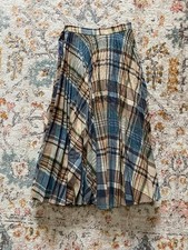 Vintage Wool Blend Plaid Pleated Skirt