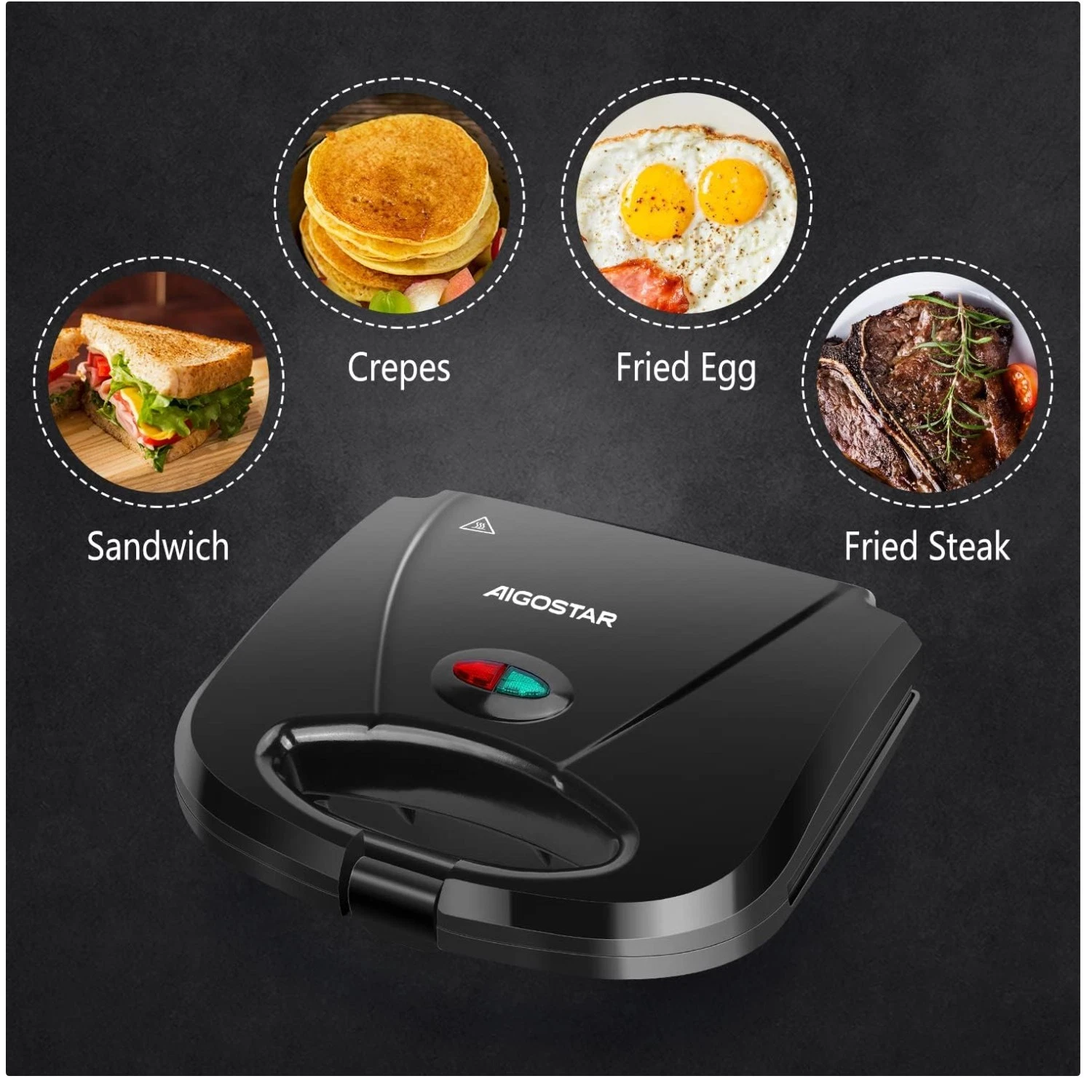 Black Panini Press Tostadora de Pan - Certified