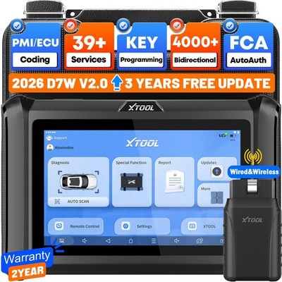 2026 XTOOL D7W V2.0 All System Diagnostic Scanner Bi-Directional Key Programmer 
