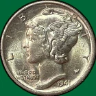 1941-D Mercury Dime Choice Almost Uncirculated AU+ Coin #38593