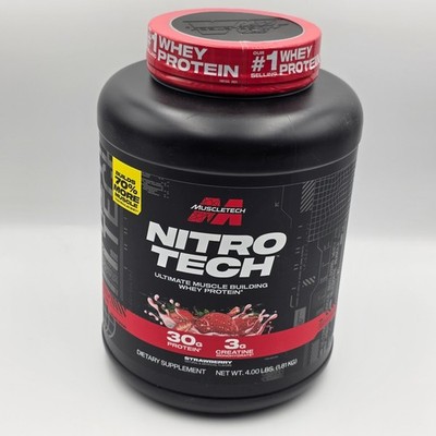 MuscleTech, Nitro Tech, Whey Protein Strawberry 4 lbs EXP: 01/2028 Fast Shipping