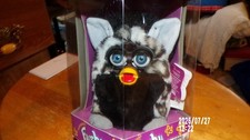 Vintage 1999 Leopard Husky Furby Model 70-800 With Black/White Fur and Blue Eyes
