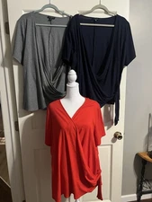 Lot Of 3 Lane Bryant Ribbed Wrap Style Tops 26/28 3x Plus Women’s Basic Shirts