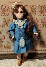 Hübscher 1907 ZWILLING Größe 6_Braune Augen feststehend Schwefel_alte Puppe_ca. 43 cm