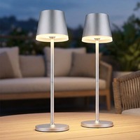 2X Solar Tischleuchte AußEnleuchte Silber Verstellbar Gartenleuchte Led H 41 Cm