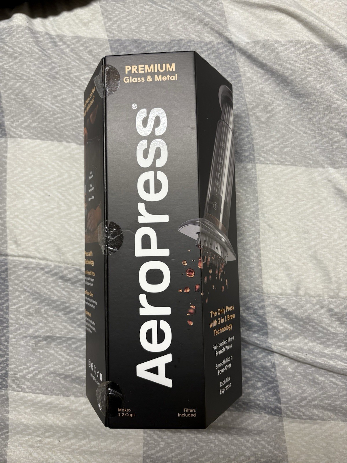 Premium Glass & Metal Coffee Press Portable Easy Clean 1-2 C