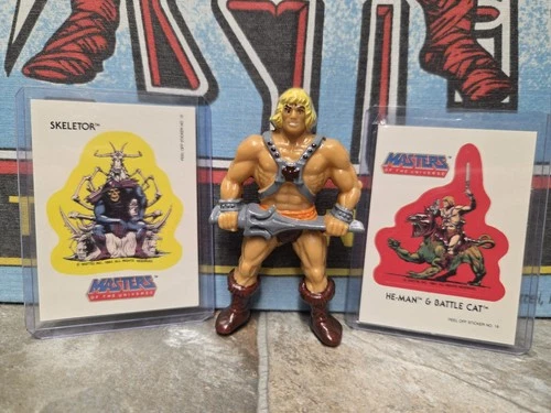 HE-MAN 1983 MATTEL WILTON CAKE TOPPER & Skeletor stickers VINTAGE MOTU LOT